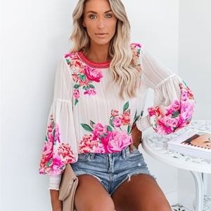 Vici Valencia Rose Printed Blouse small